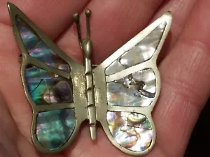 MEXIKO 925 Sterling Silber - Vintage Abalone Inlay Schmetterling Brosche Anstecknadel - Bild 1 von 4