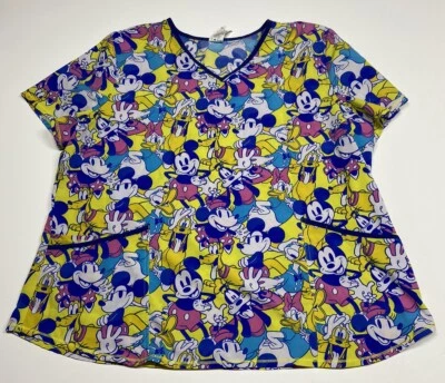 Disney Mickey Mouse Scrub Star Scrub Top Donald Duck Goofy Daisy Size 2XL - Image 1 of 4