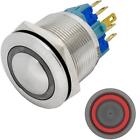 Stainless steel Pressure switch domed 25mm Ring LED Red IP65 2,8x0,5mm Pins 250
