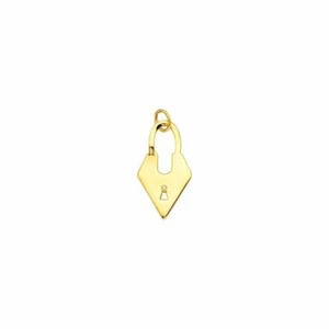  14K Solid Gold Natural Diamond Small Lock Shape Pendant Necklace 16" 18" - Picture 1 of 1