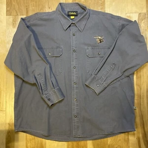 Cabela's Flannel Gray Shirt Sz 2XL Embroidered Moose Long Sleeve Pockets - Picture 1 of 13