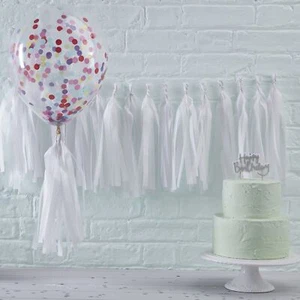 Ingwer Ray weiße Quaste Girlande Dekorationen Party Hochzeit Jagd zum Selbermachen Kit Auswahl - Bild 1 von 1