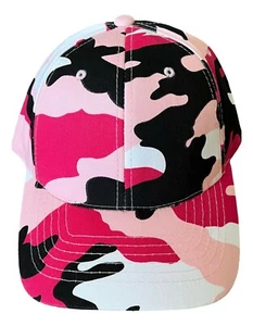 Women's Cotton Army Style Pink Camouflage Baseball Cap Hat - Picture 1 of 6