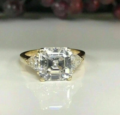 2 CT Asscher Cut Lab Created Diamond Women Engagement Ring 14K Yellow Gold Over - Image 1 of 4