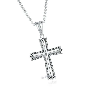 1 quid de collar colgante cruzado para mujer y hombre diamante simulado chapado en oro 14 K plata - Imagen 1 de 7