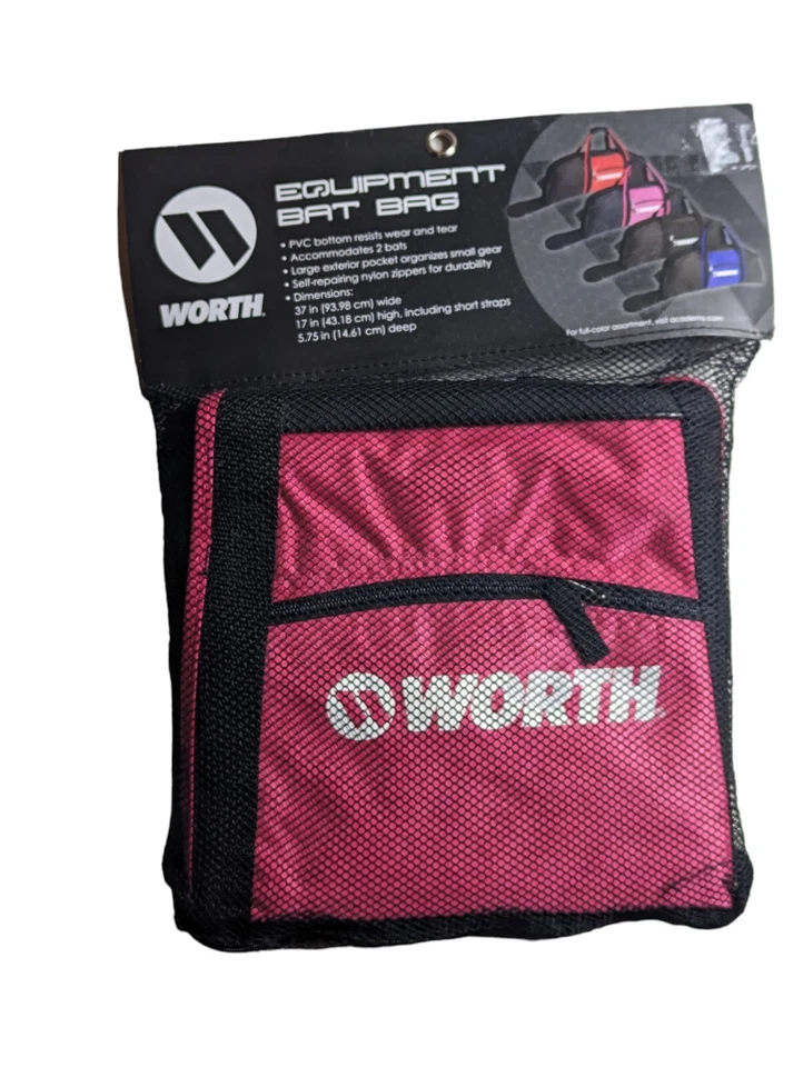 Worth Pink Black Equipment Bat Bag Baseball Softball Holds 2 Bats