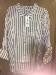 Oddy womens blouse button front sleeve lace detail size 3XL NWT - Picture 1 of 7