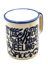 Tazza da tè in ceramica vintage nome Darjeeling spezie menta camomilla oolong inglese - Foto 1 di 6