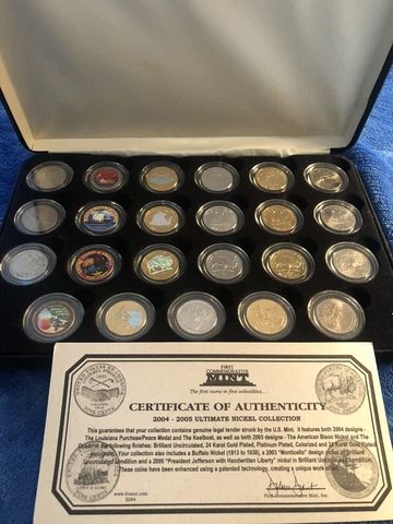 USA 2004 - 2005 The Ultimate Nickel Collection Set with Certificate in Case Cover