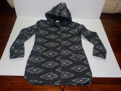 Abrigo Levi's M Gris Lana Occidental Forrado Con Capucha Cola de Pescado Estampado Azteca Cremallera A Presión Mujer Foto 1 de 4
