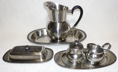 Oneida Custom 18/8 кувшин из нержавеющей стали для сахара сливочник лоток масло Япония 8 шт. - Изображение 1 из 4