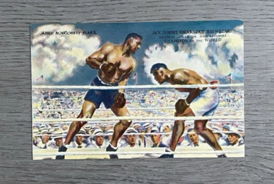 Tarjeta postal vintage de los años 60 | Jack Dempsey noquea a Jess Willard en 1919 Foto 1 de 4