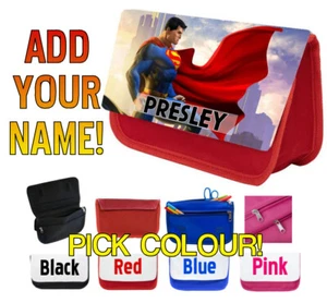 PERSONALISIERTE Superman Superheld Kinder Federmäppchen Tasche - Schule Weihnachtsgeschenk - Bild 1 von 3