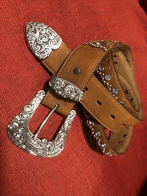 Cinturón Tony Lama Damas Marrón y Borgoña Kaitlyn Cristal C50499 Talla 42 Foto 1 de 4