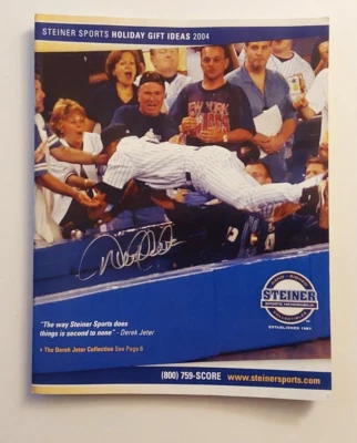 Catálogo de recuerdos deportivos Steiner 2004 40 páginas Derek Jeter con cubierta de salto icónica Foto 1 de 2