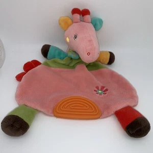 Schmusetuch Plüschtier Blume Pferd Giraffe Kuh Bein Arm Rosa Grün Türki Rot Bunt - Picture 1 of 8