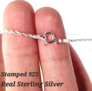 Sterling Silver Chain Necklace Prince of Wales Stamped 925 - 1.5mm - 26inch - Picture 1 of 12