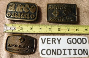 ARCO Alantic Richfield Trans Alaska Pipeline Prudhoe Bay Brass Belt Buckle GET 3 - Picture 1 of 13