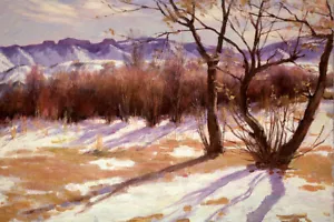 Winternachmittag von Joseph Henry scharfe Landschaft Giclee Kunstdruck + kostenloser Versand - Bild 1 von 3