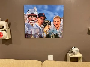 SALE 24x20 FRAMED CANVAS PRINT Tom Brady Larry Bird Ted Williams Bobby Orr - Picture 1 of 8