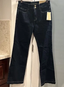 NWT Michael Kors Midnight Dark Wash Stretch Selma Bootcut Jeans - Size 6 - Picture 1 of 13
