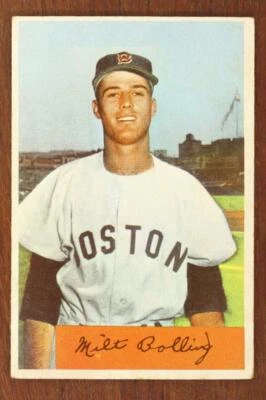 Vintage BASEBALL Card 1954 BOWMAN #130 MILT BOLLING Boston Red Sox Infield - Image 1 of 2
