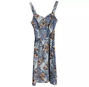 Bettie Page Pin Up Day Dress Womens S Blue Stripe Floral Sweetheart Retro 50s - Picture 1 of 9