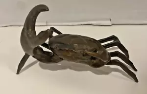 Vintage Bronze Crab Japanese Style Sculpture Paperweight Figurine Rare - Picture 1 of 12