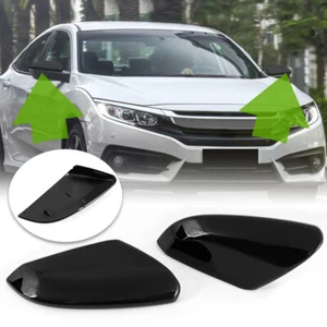 Pair Glossy Black Side Mirror Caps Covers for HONDA CIVIC 2016-2021 Replacement - Picture 1 of 12
