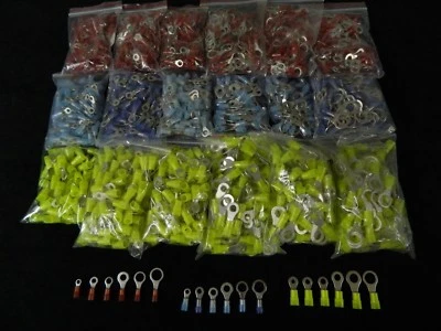 900 PK 10-12 14-16 18-22 GAUGE NYLON RING TERMINALS 50 PCS #6 #8 #10 1/4 5/16 38 - Image 1 of 4