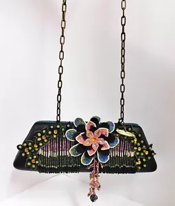 Mary Frances Plum Crazy Black Beaded Shoulder Bag - Picture 1 of 6