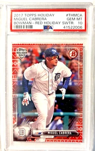 PSA 2017 TOPPS HOLIDAY BOWMAN | RED HOLIDAY SWEATER Miguel Cabrera /10 - Picture 1 of 1