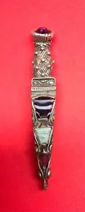 Vintage Kilt Pin By Miracle Sgian Dubh Mixed Agates In Pewter Faux Amethyst 3" - Picture 1 of 10
