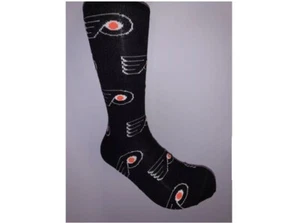 Philadelphia Flyers Repeat Logo Black Over the Calf Dress Socks Large - Picture 1 of 1