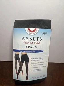 Assets Red Hot Label By Spanx Textured Tights Lace Zig Zag Black Size 4 NEW $22 - Picture 1 of 5