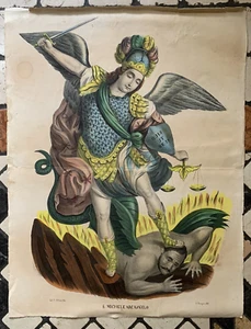 ANTICA LARGE STAMPA LITOGRAFIA F. ALTAVILLA SAN MICHELE ARCANGELO 1800s 52x67 cm - Picture 1 of 4