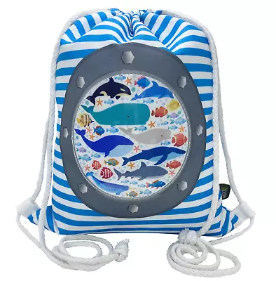 HECKBO® Kinder Turnbeutel mit Bullauge & Plastikfenster Kindergarten, Kita,