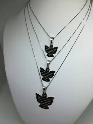 CIONDOLO ARGENTO UNISEX  ANGELO PREGHIERA  "ANGELO DI DIO" MIS GRANDE MEDIA PICC - Immagine 1 di 3