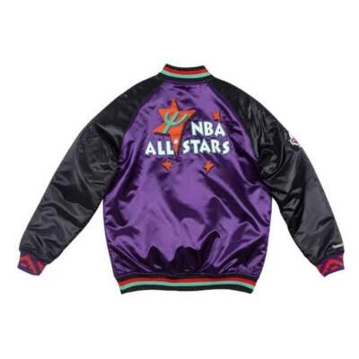 CHAQUETA DE SATÉN Mitchell Ness Phoenix 1995 All Star Game 🌵 Negra Púrpura Auténtica  Foto 1 de 4