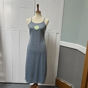 Vintage 90s Y2K Maxi Slip Dress Los Angeles Express Sz 14 Flower Power Heathered - Picture 1 of 8