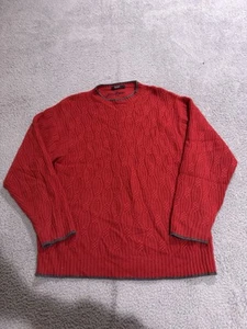 Johnnie Walker Cashmere Sweater Mens Large Red Cable Knit Pullover Preppy Golf - Picture 1 of 8