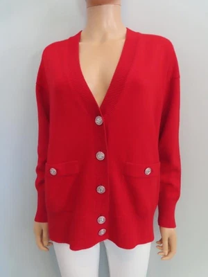 NWT CHANEL 23C Red Cashmere Relaxed Fit Cardigan Sweater F 34/US 2 - Image 1 of 4