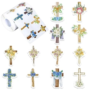 1000 Stck. 1,5 Zoll Selbstklebende Kreuz Religiöse Aufkleber Etiketten für Scrapbooking - Bild 1 von 7