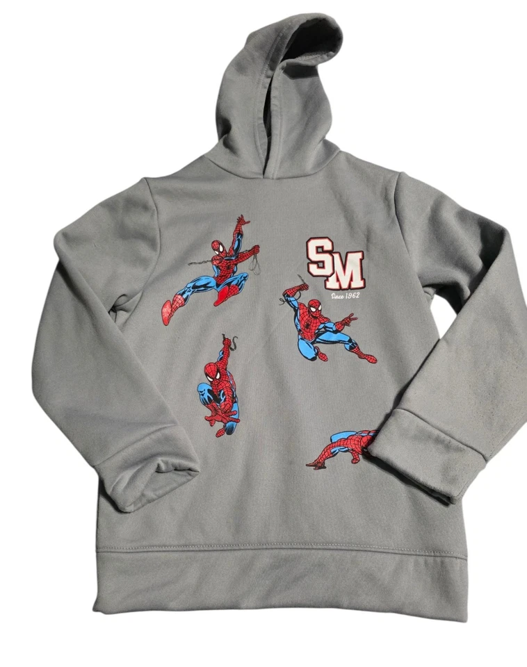 Sudadera con capucha de acción Spider-Man gris Marvel manga larga para niños talla 10-12 Foto 1 de 3