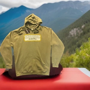 Steamboat Colorado Herren Hoodie Large grün Sweatshirt Skifahren Camp Pullover - Bild 1 von 9
