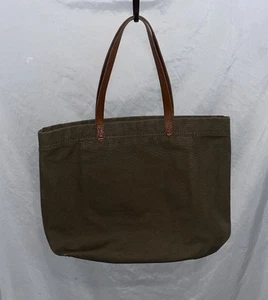 Madewell The Transport Canvas & Leather Large Tote Bag Olive Green Boho - Picture 1 of 4