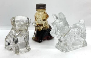 LOTE DE 3: CONTENEDOR DE DULCES PARA PERROS Cachorro Transparente Figura Federal Vidrio Mopey & Scottie - Imagen 1 de 11