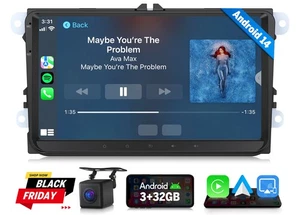 9" IPS Android 14 CarPlay Autoradio Navi Bluetooth Kamera für VW Passat B6 B7 CC - Bild 1 von 23