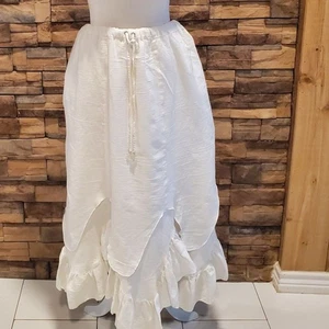 COMFY PLUS BOHEMIAN SKIRT WHITE ELASTIC WAIST COTTON POCKETS SIZE 1(1X) - Picture 1 of 10