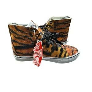 New Vans Sk8 Hi Tiger Print Shoes Women's Size 7.5 Animal Skate Casual Sneakers - Picture 1 of 5